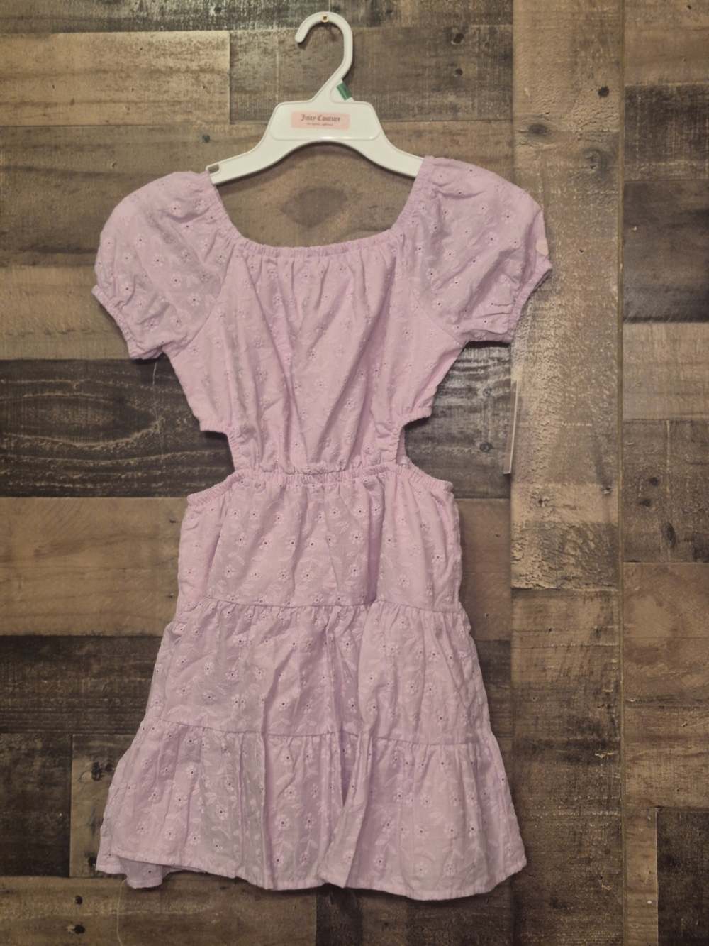Juicy Couture Light Pink Eyelet Cutout Casual Dress Girls Size 7 New With Tags.